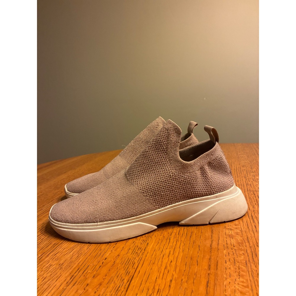 Mauve Metallic Knit Slip On Sock Sneakers Pink US 8.5 EUR 40 Athleisure Shoes